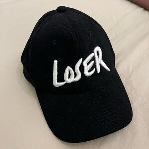 Loser Black and White Corduroy Cap